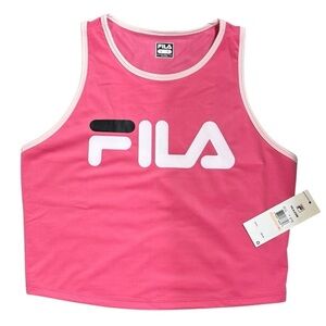 FILA Plus True Razorback Crop Tank Top Pink 2X